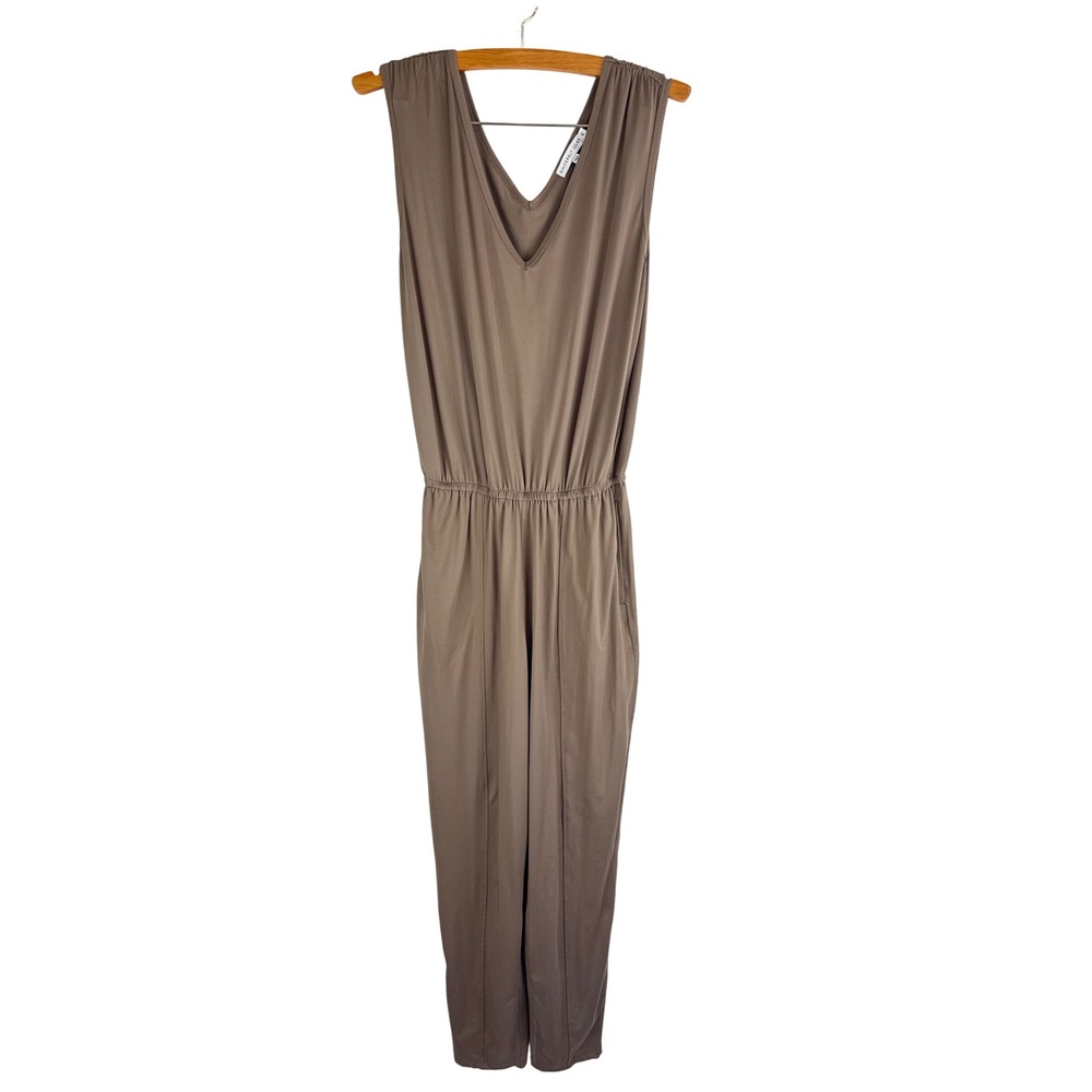 Sincerely Jules Sleeveless V Neck Wide Leg Jumpsuit Taupe‎ Size M